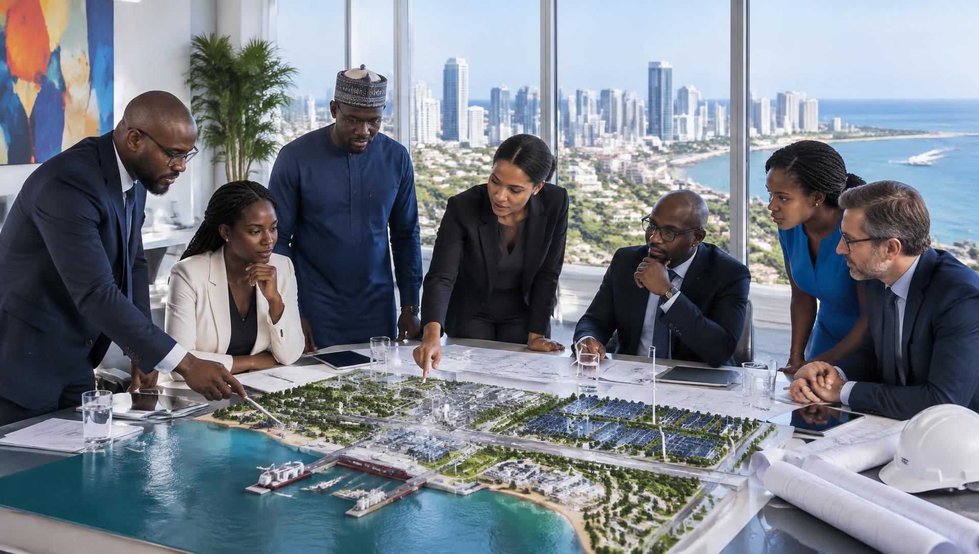 Infrastructure investors and engineers reviewing the GGSN project masterplan
